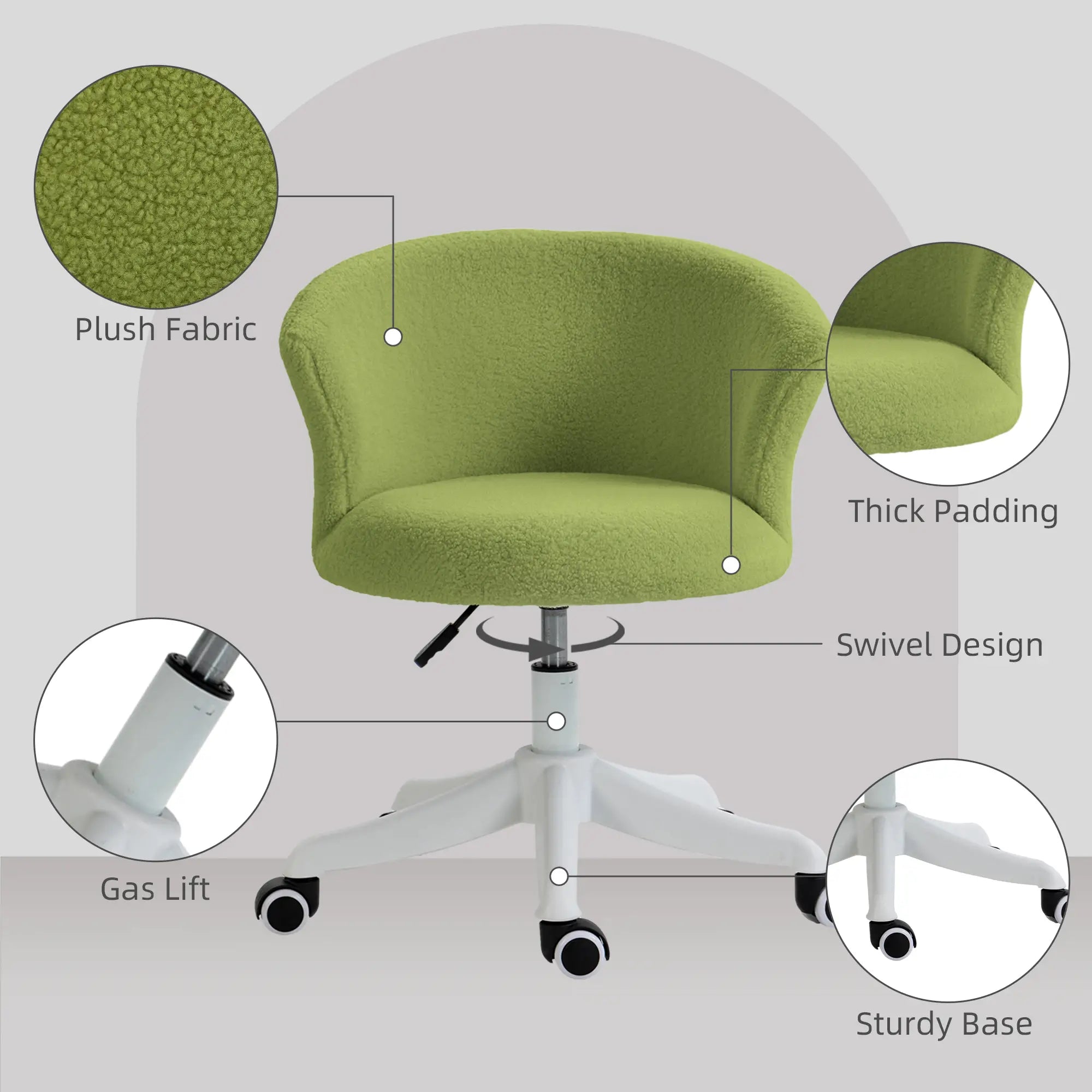 Armless Office Chair, Adjustable Height, Swivel Wheels, Mid Back, Light Green Task Chairs at Gallery Canada