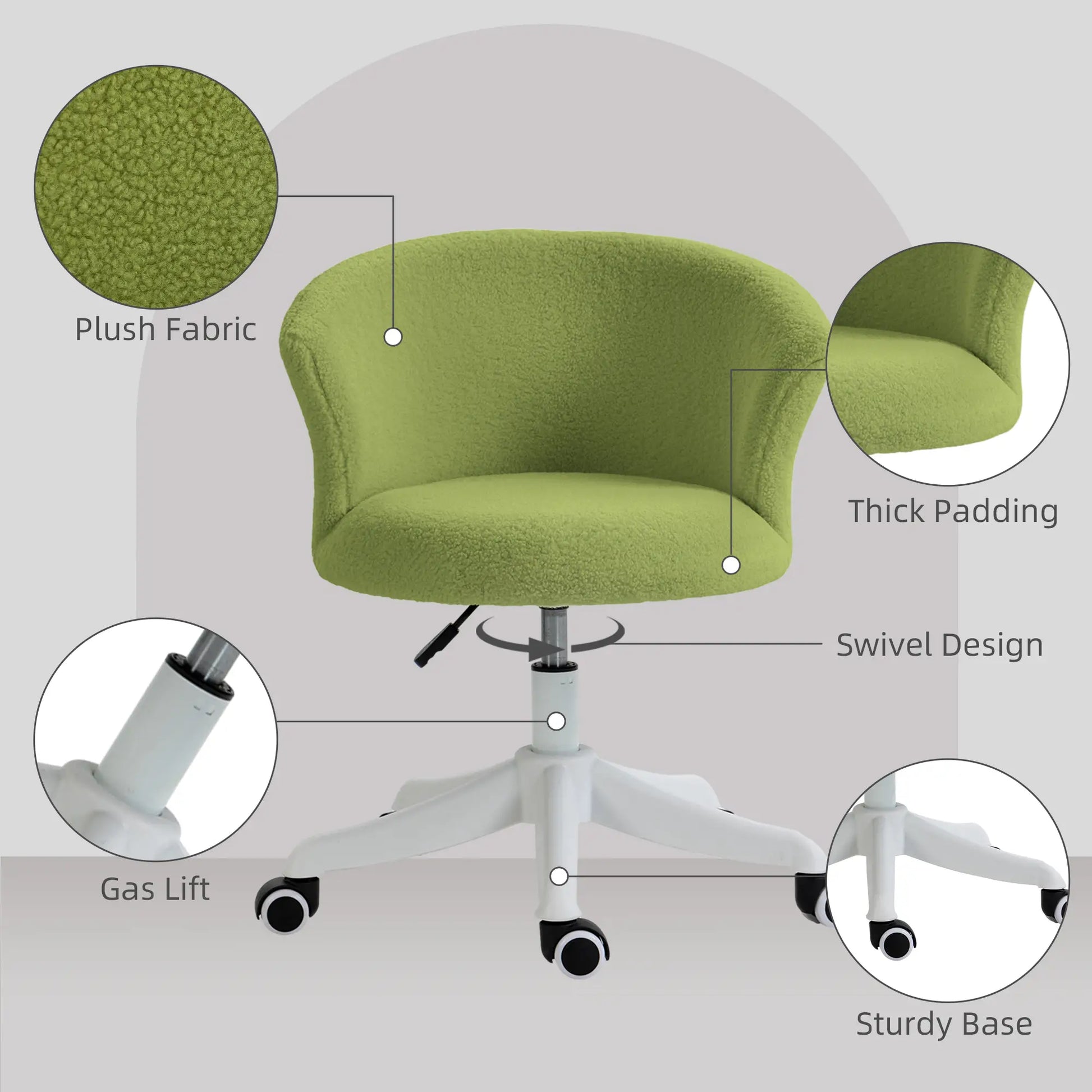 Armless Office Chair, Adjustable Height, Swivel Wheels, Mid Back, Light Green Task Chairs at Gallery Canada