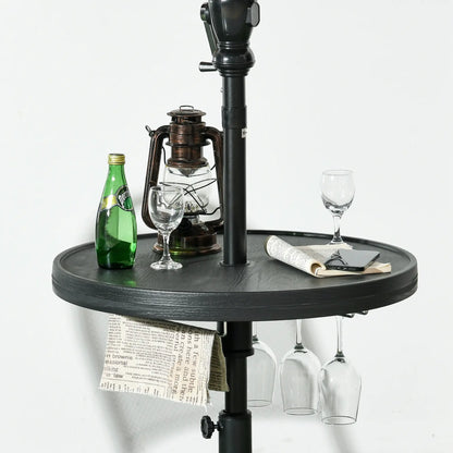 Beach Umbrella Table Tray, Wine Glass Holder, Foldable Towel Rack, 23.6", Black Patio Umbrellas at Gallery Canada