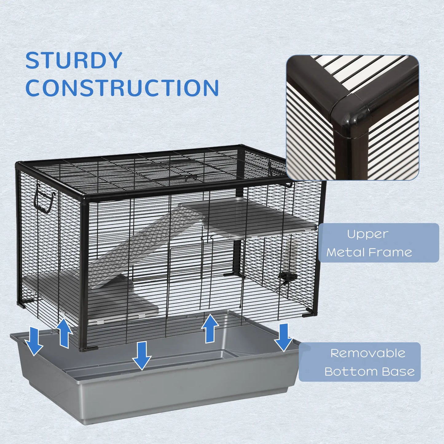 3-Tier Hamster Cage, Guinea Pig Cage, 31.5"x19"x23", Grey Houses & Habitats at Gallery Canada