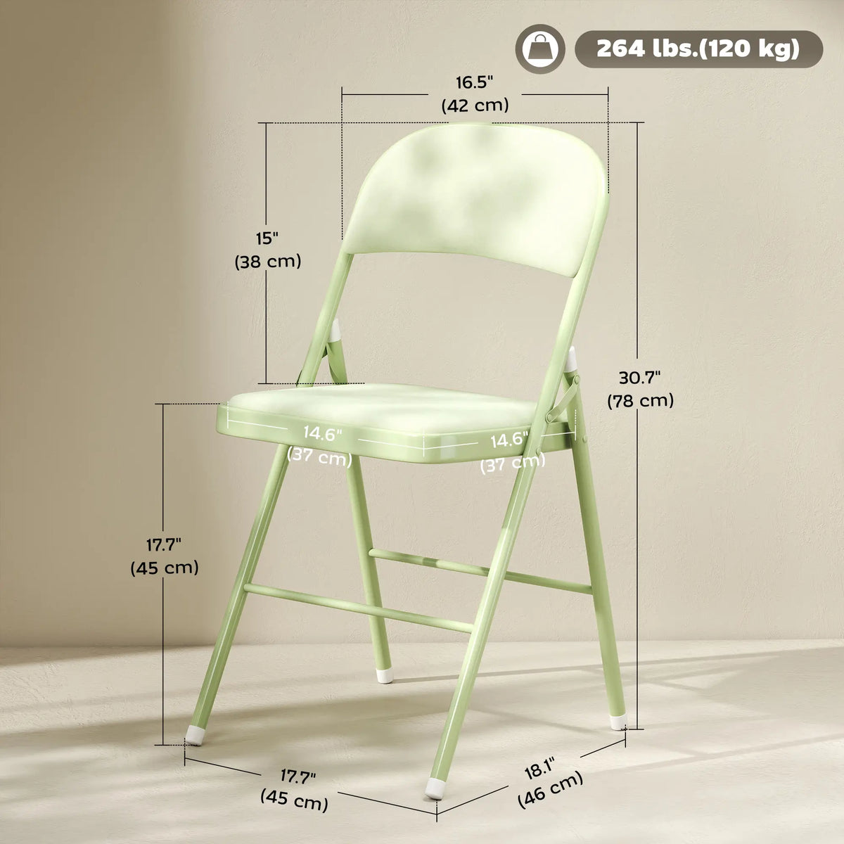 4 Pack Folding Chairs, Padded Velvet Seats, Steel Frame, Green Patio Chairs at Gallery Canada