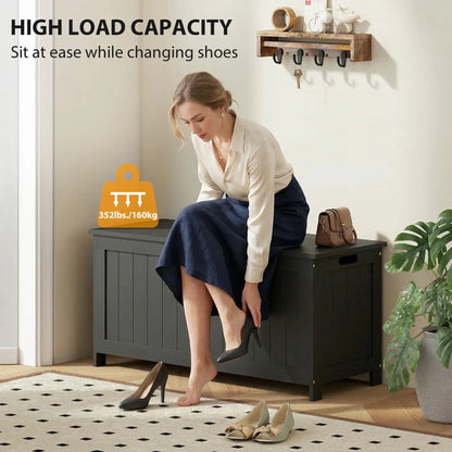 Storage Trunk, Modern Entryway Bench with Side Handles, Black Storage Ottomans & Benches at Gallery Canada
