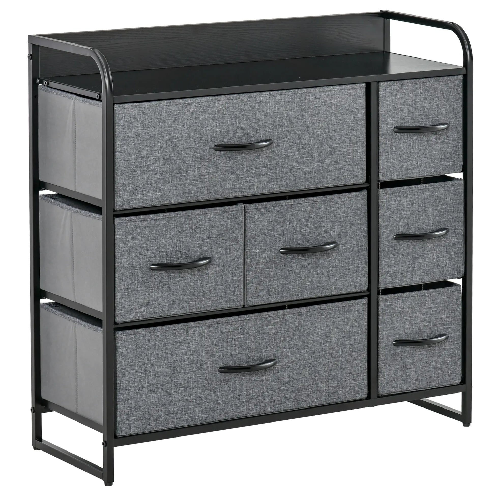 7-Bin Dresser Storage Tower Cabinet Organizer Unit, Easy Pull Fabric Bins with Metal Frame for Bedroom Storage Cabinets Black at Gallery Canada