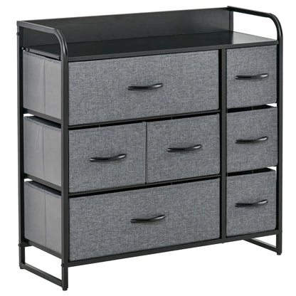 7-Bin Dresser Storage Tower Cabinet Organizer Unit, Easy Pull Fabric Bins with Metal Frame for Bedroom Storage Cabinets Black at Gallery Canada