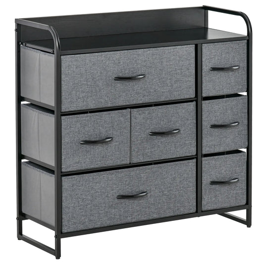 7-Bin Dresser Storage Tower Cabinet Organizer Unit, Easy Pull Fabric Bins with Metal Frame for Bedroom Storage Cabinets Black at Gallery Canada