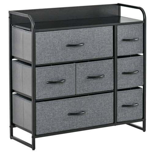 7-Bin Dresser Storage Tower Cabinet Organizer Unit, Easy Pull Fabric Bins with Metal Frame for Bedroom