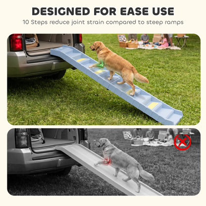 Foldable Dog Ramp With Anti-Slip Steps, Grey Dog Stairs at Gallery Canada