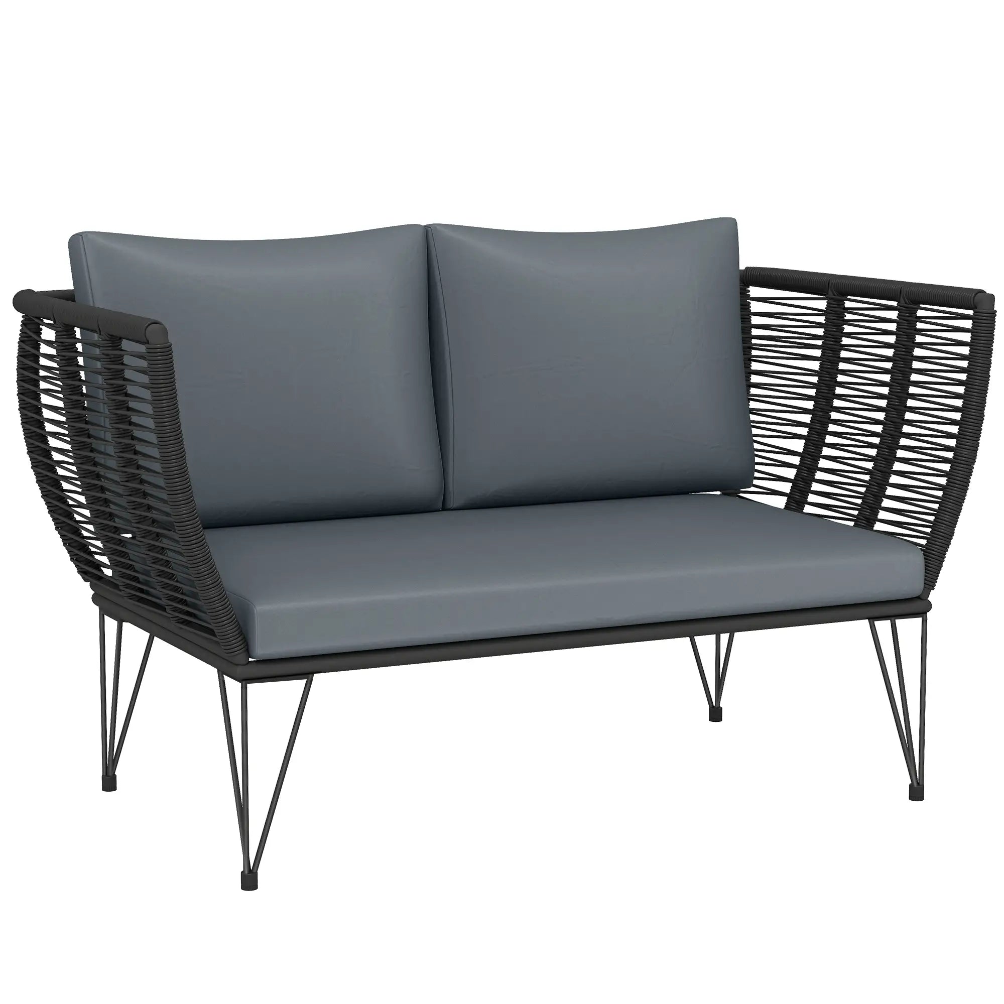 Outdoor Patio Sofa, 2 Seater Loveseat With Cushions, Light Grey Patio Furniture Sets at Gallery Canada