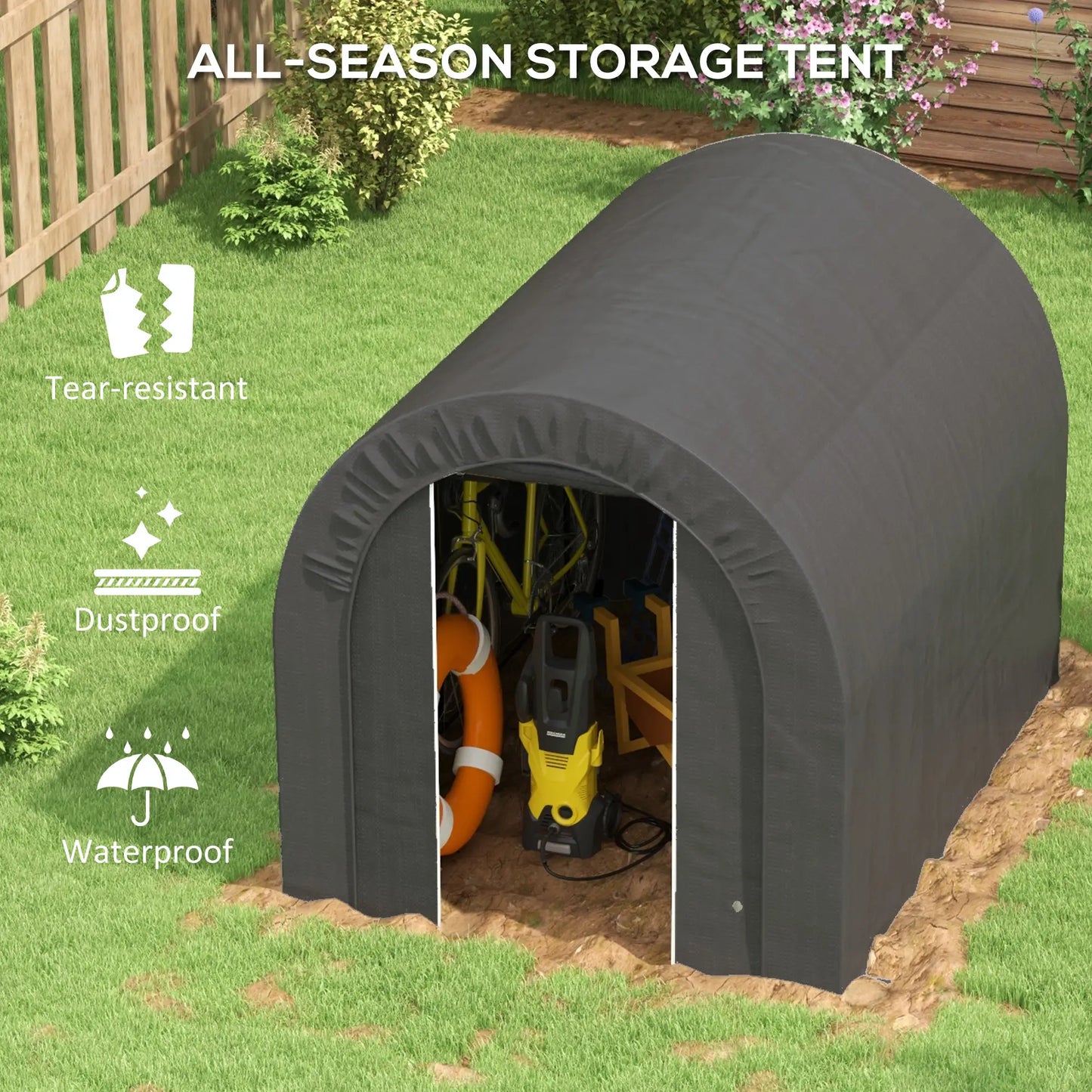 6' x 8' Outdoor Storage Shed, Heavy Duty Galvanized Steel, Dark Grey Sheds at Gallery Canada