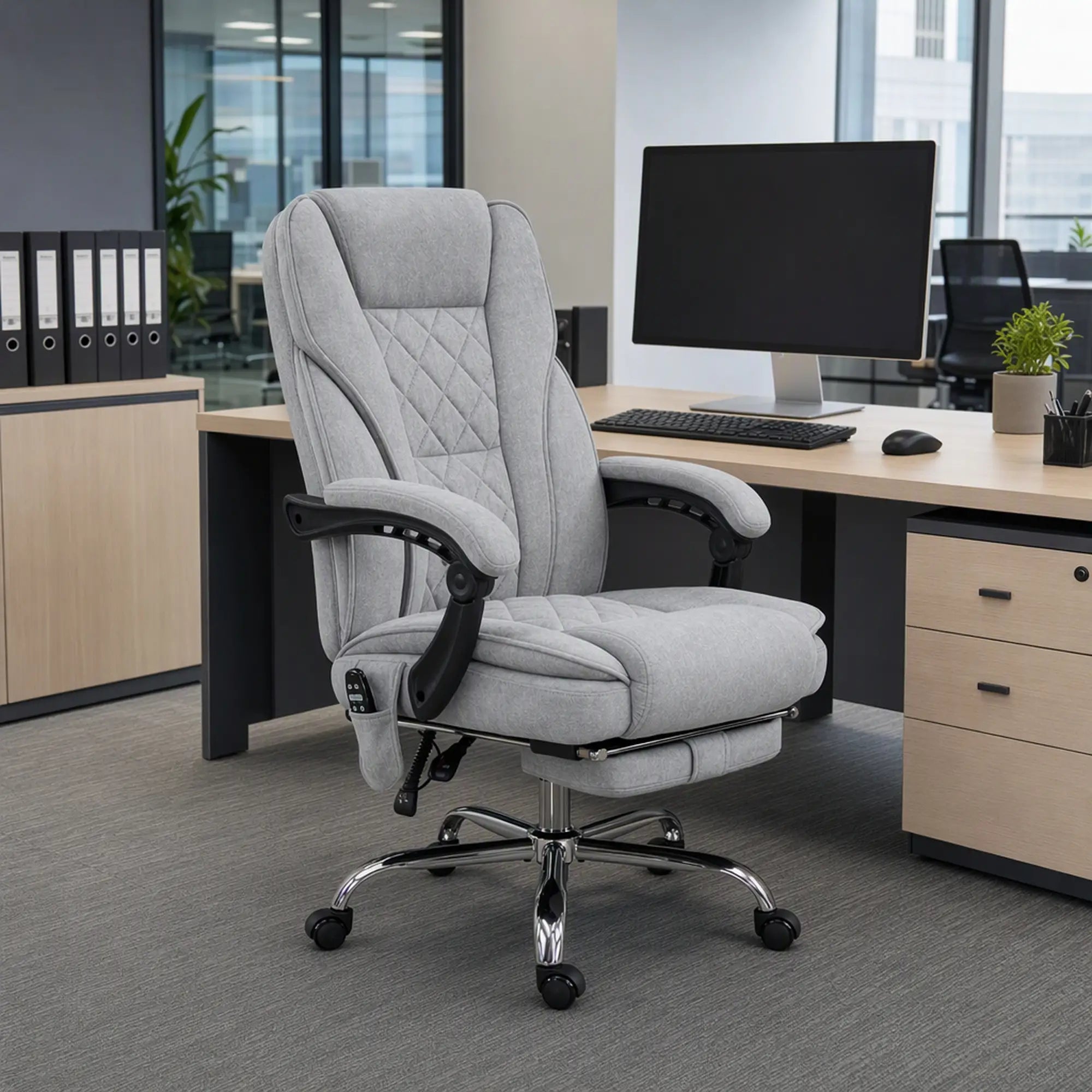 Massage Office Chair, Reclining Computer Chair, Adjustable Height, Footrest, Grey Massage Chairs at Gallery Canada