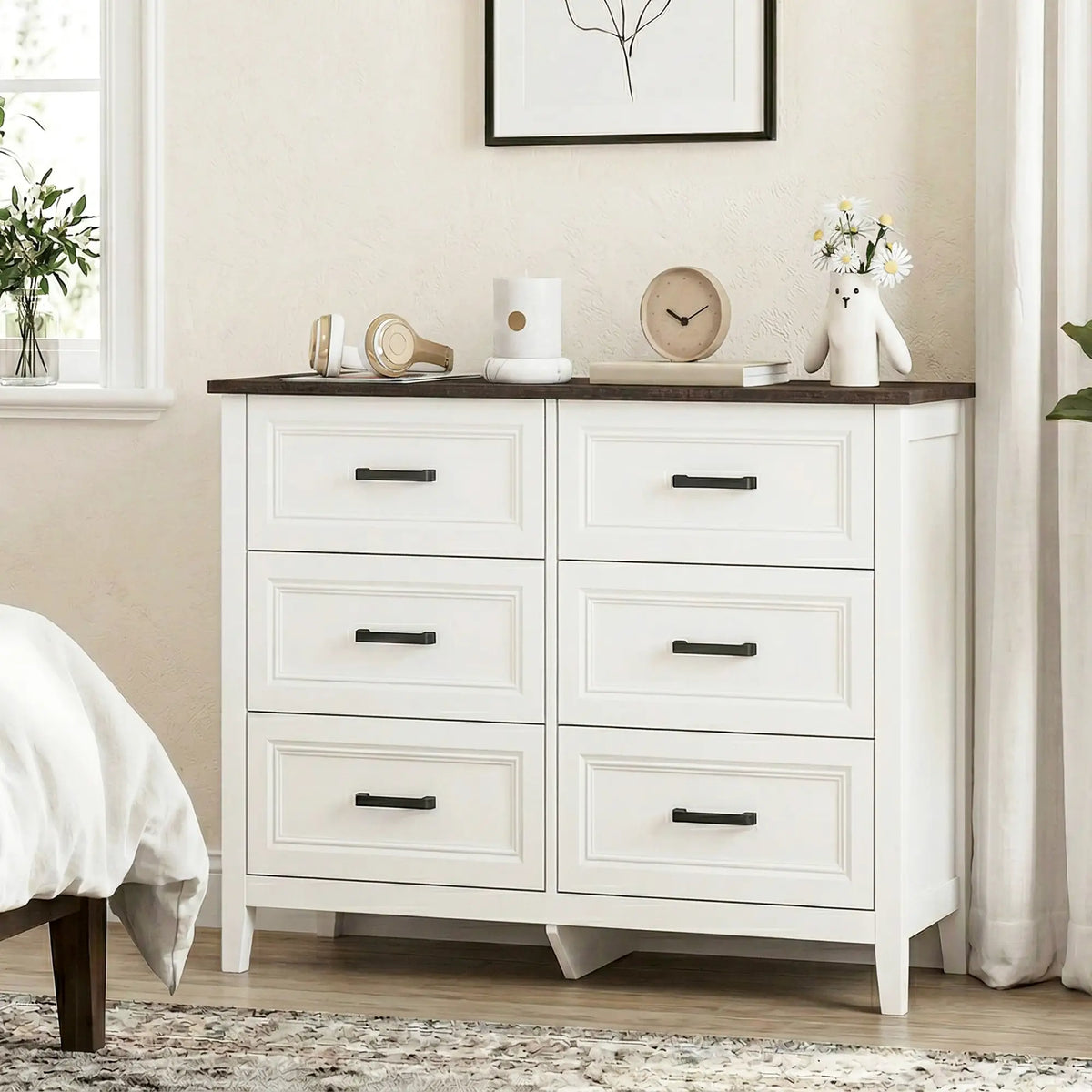 6-Drawer Wide Dresser Chest for Bedroom Living Room Closet