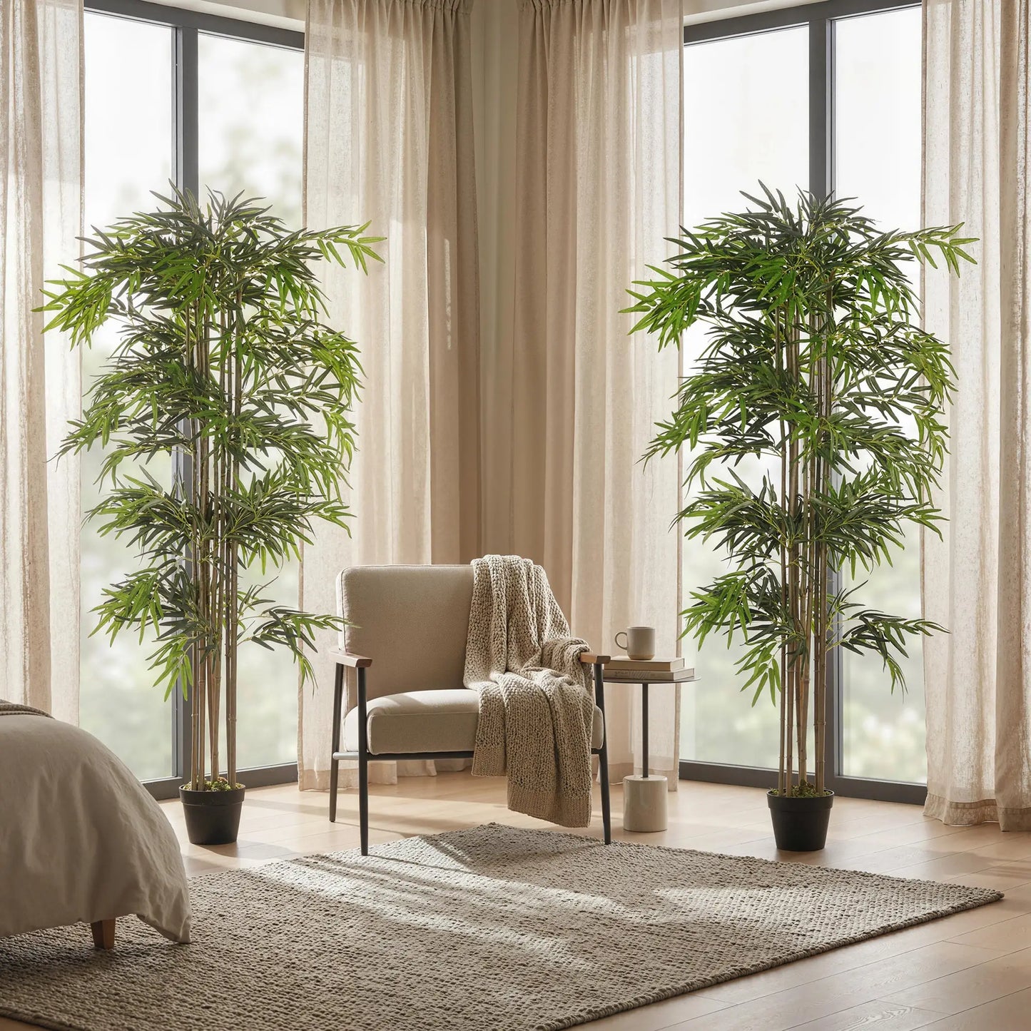 6FT Artificial Bamboo Tree Set Of 2, 1530 Leaves, Green Artificial Trees at Gallery Canada