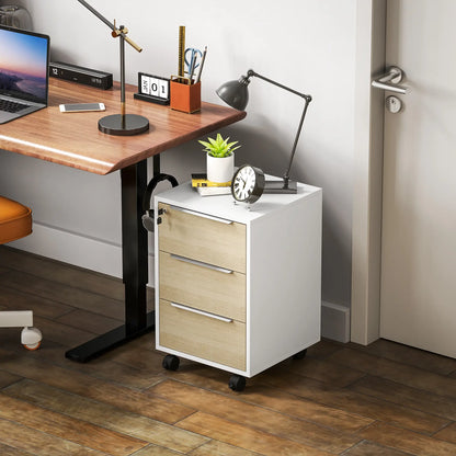 3 Drawer File Cabinet With Wheels, Vertical, Lock, Oak Office Cabinets & Cupboards at Gallery Canada