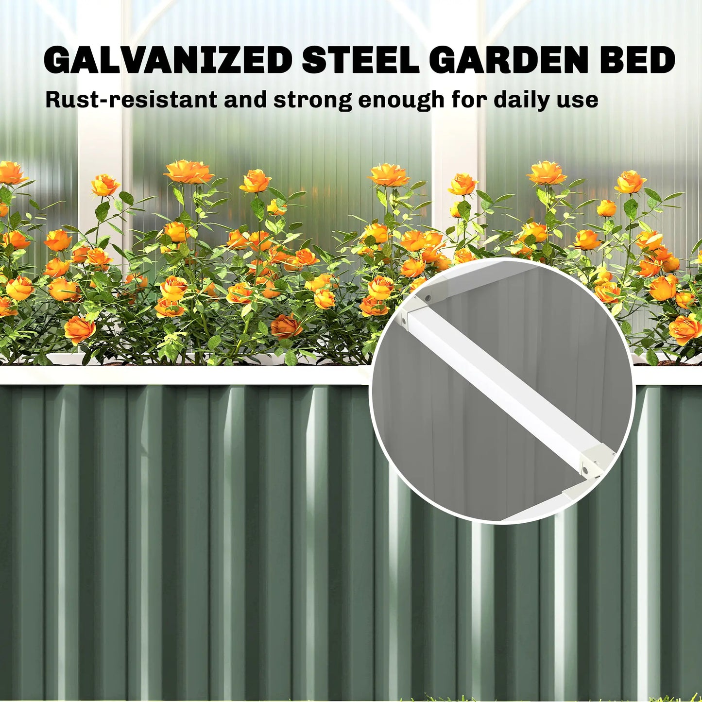 Galvanized Raised Garden Bed, Deep Rot Planter Box, 7' x 2' x 2', Light Green Galvanized Planter Boxes at Gallery Canada