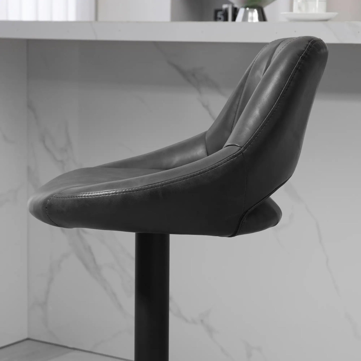 Swivel Bar Stools Set of 2, Faux Leather Upholstered Counter Height Barstools with Round Metal Base Bar Stools at Gallery Canada