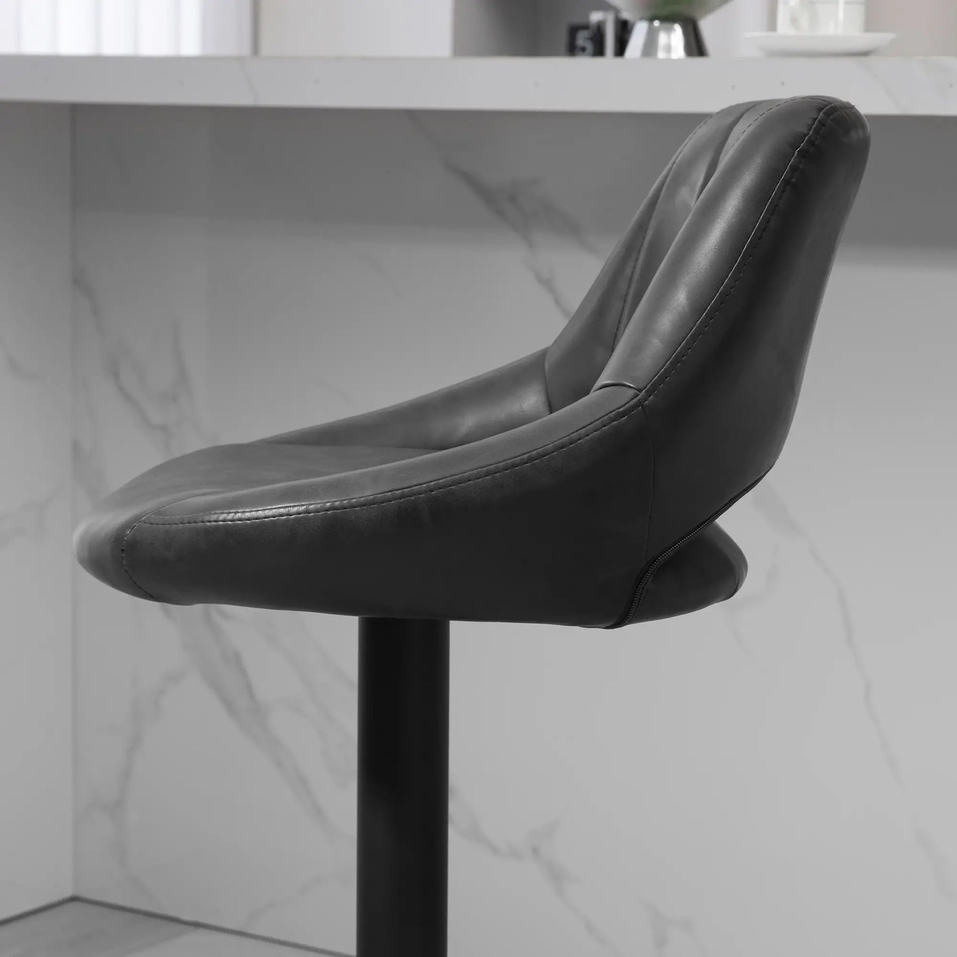 Swivel Bar Stools Set of 2, Faux Leather Upholstered Counter Height Barstools with Round Metal Base Bar Stools at Gallery Canada