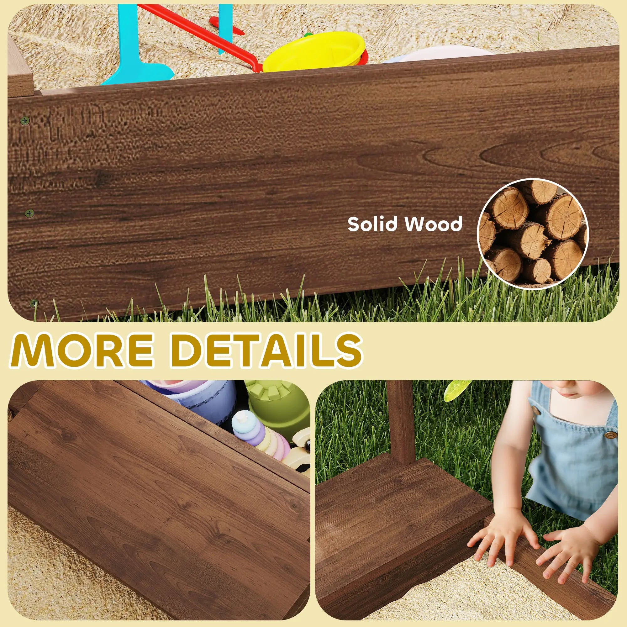 Kids Sandbox with Canopy, Bench Seats, 56