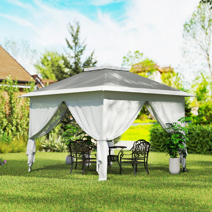 11' x 11' Pop Up Gazebo, Double Roof, Adjustable Canopy Tent, Dark Grey Pop Up Canopies at Gallery Canada