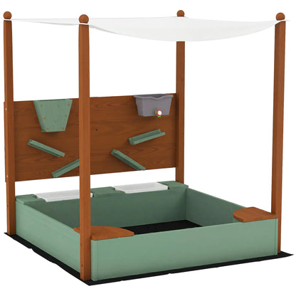 Wooden Kids Sandbox with Canopy, 46" x 44" W x 50", Green Sandboxes & Accessories Green, Brown, Cream White at Gallery Canada