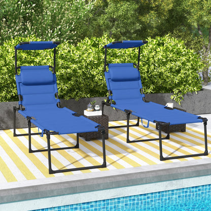 Folding Chaise Lounge, Adjustable Sunroof, Quick Dry Padded, Outdoor, Blue Lounger Chairs at Gallery Canada