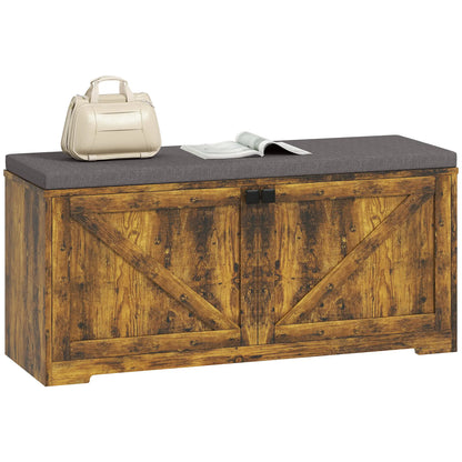 Shoe Storage Bench with Padded Seat, 8 Pairs, Rustic Brown, Brown Shoe Storage Cabinets & Racks Rustic Brown at Gallery Canada