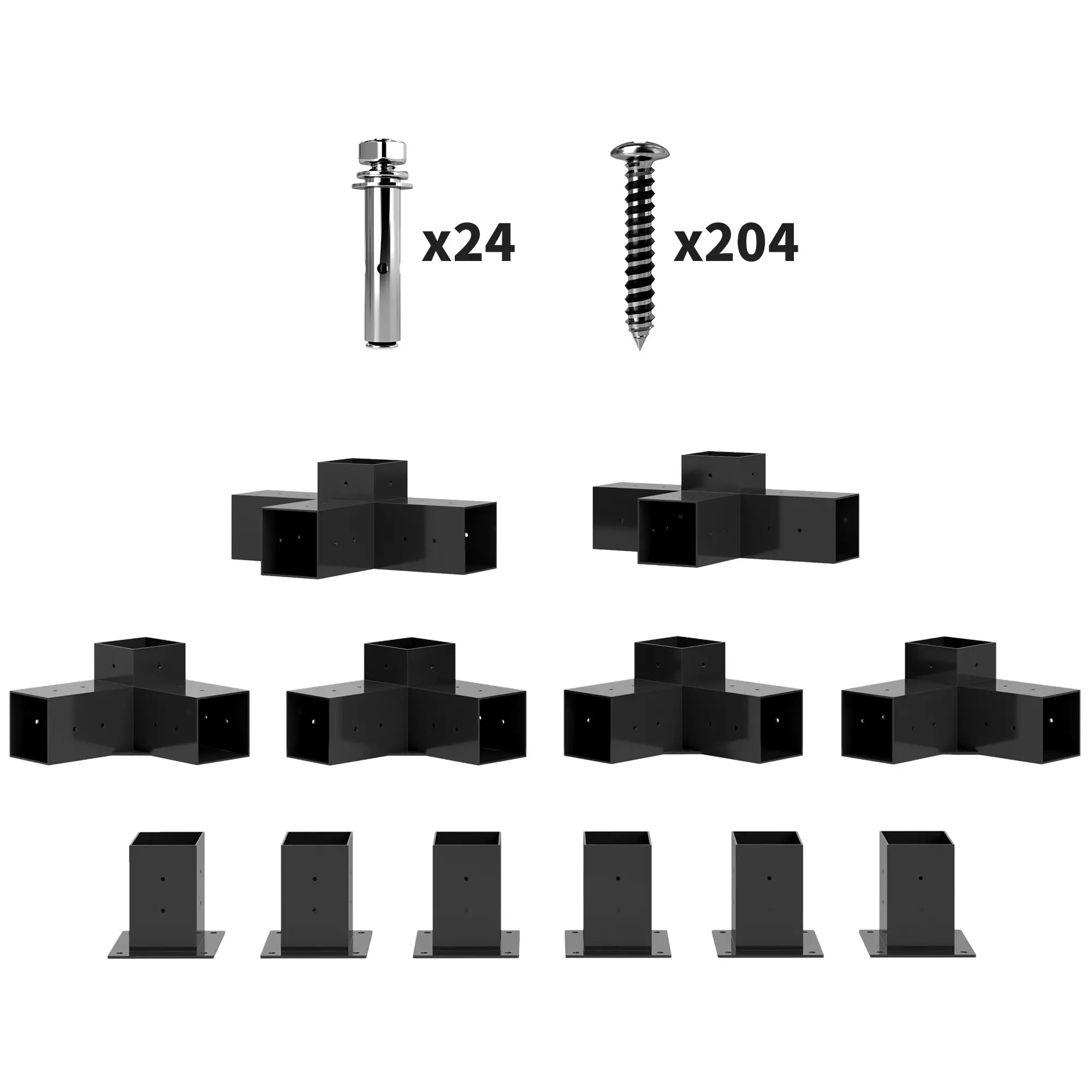 12PCS Pergola Brackets Kit, 3-Way And 4-Way Corner Brackets For 4