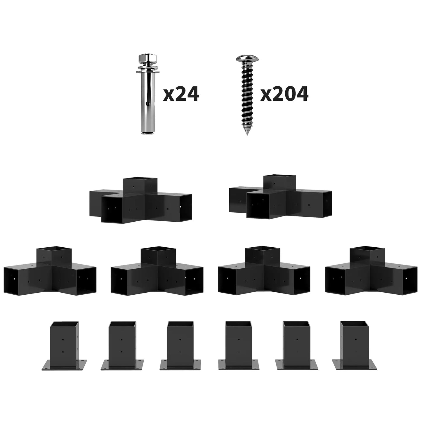 12PCS Pergola Brackets Kit, 3-Way And 4-Way Corner Brackets For 4"x4" Lumber Pergolas Black at Gallery Canada