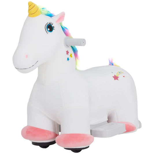 6V Ride On Unicorn, Battery Powered Kids Pony, 18-36 Months, White Rocking Horses White at Gallery Canada