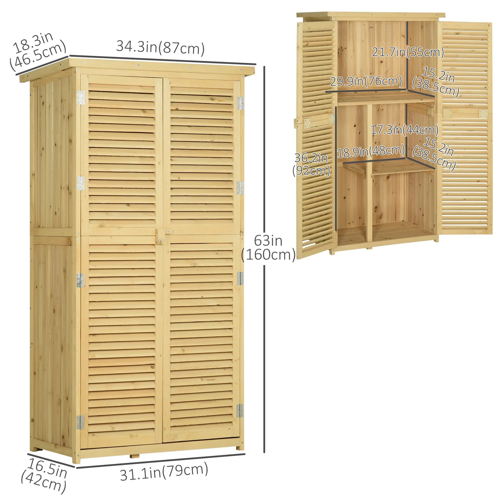 3' x 5' Wooden Garden Storage Shed, Asphalt Roof, 2 Large Doors, Natural Sheds at Gallery Canada