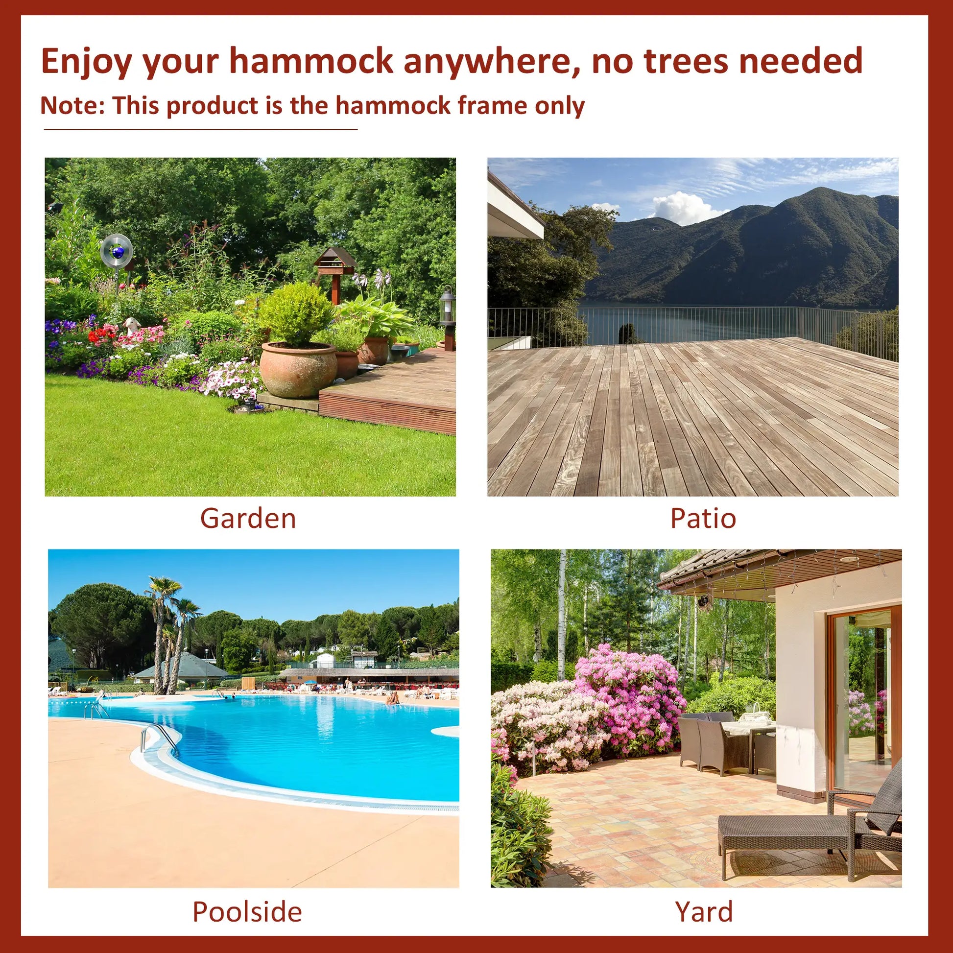 9.2'L Adjustable Hammock Stand, Heavy Duty, Outdoor Camping, Black Hammock Stands at Gallery Canada