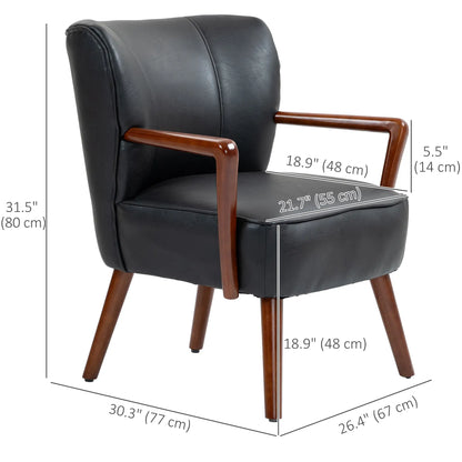Accent Chair, Modern Armchair, Faux Leather Upholstered with Wood Legs, Black Accent Chairs at Gallery Canada