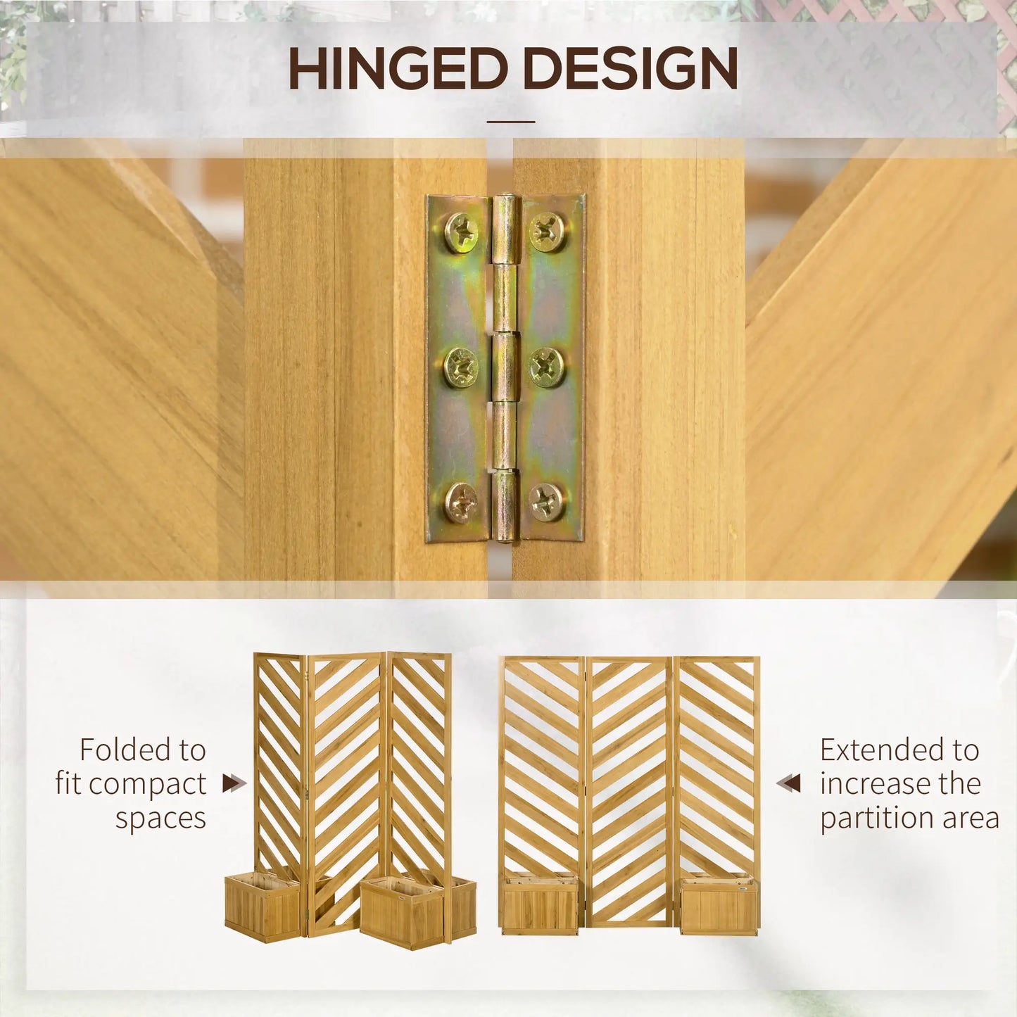 65" Folding Privacy Screen With Planters, For Patio Deck, Brown Side Awnings at Gallery Canada