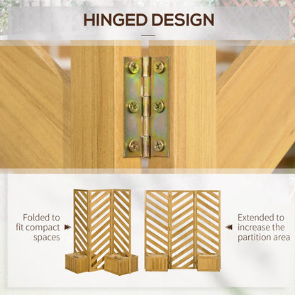 65" Folding Privacy Screen With Planters, For Patio Deck, Brown Side Awnings at Gallery Canada