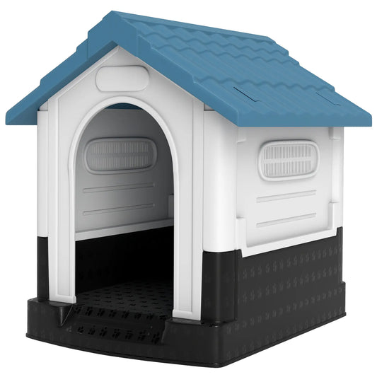 Outside Dog Kennel House, Miniature Dogs, 64.5 x 57 x 66cm, Blue Dog Cages & Crates Blue, Black and Grey at Gallery Canada