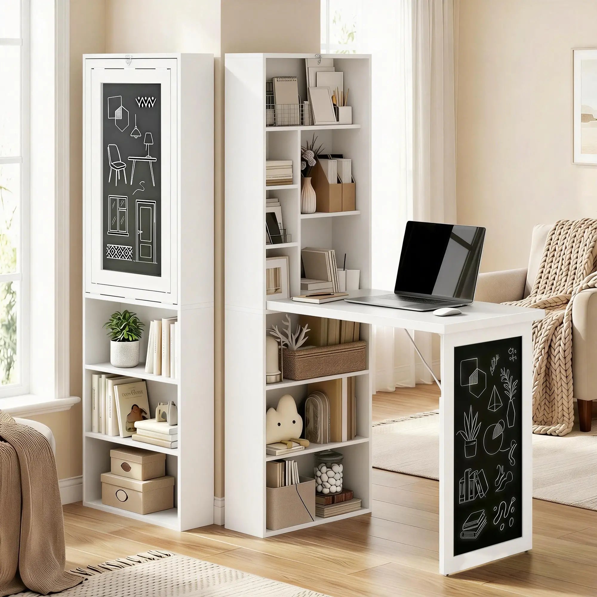 Fold-Out Convertible Office Desk, Wall Mount, White Computer Desks at Gallery Canada