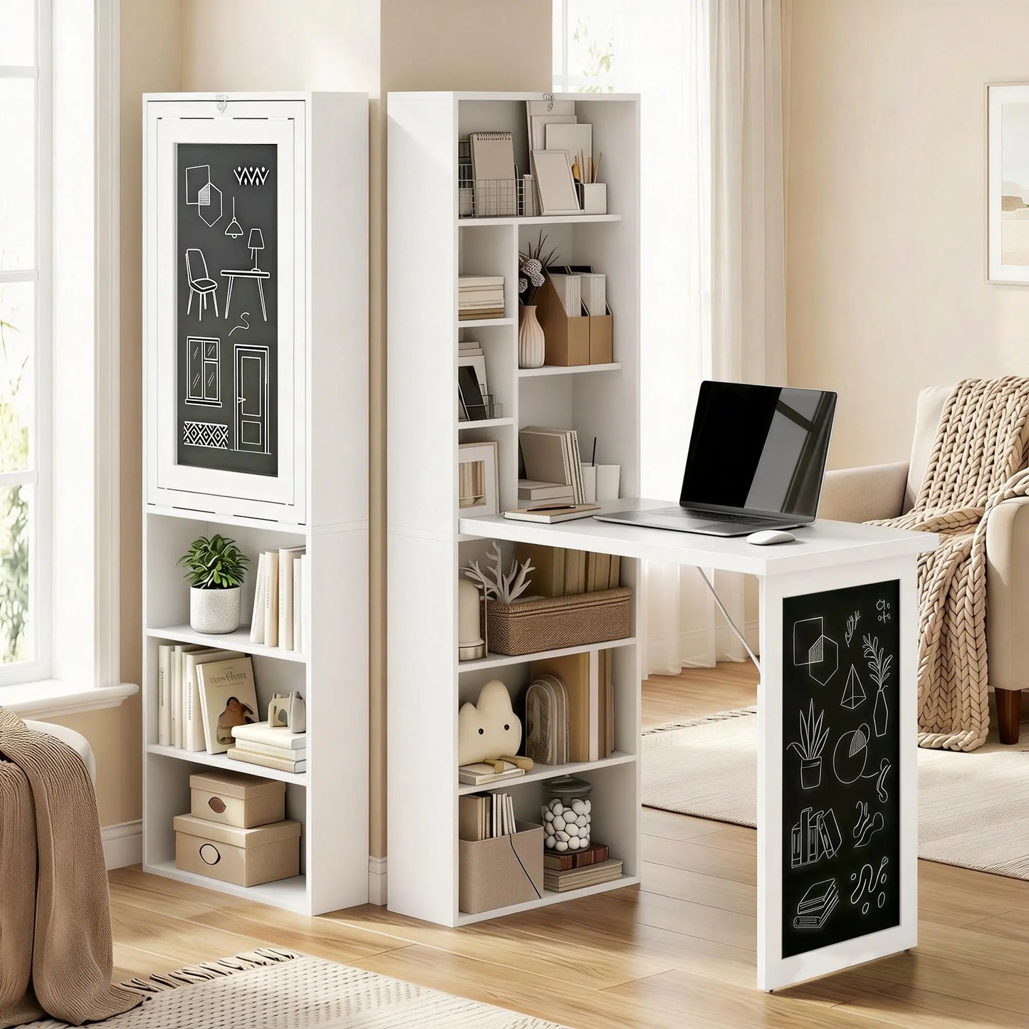 Fold-Out Convertible Office Desk, Wall Mount, White Computer Desks at Gallery Canada