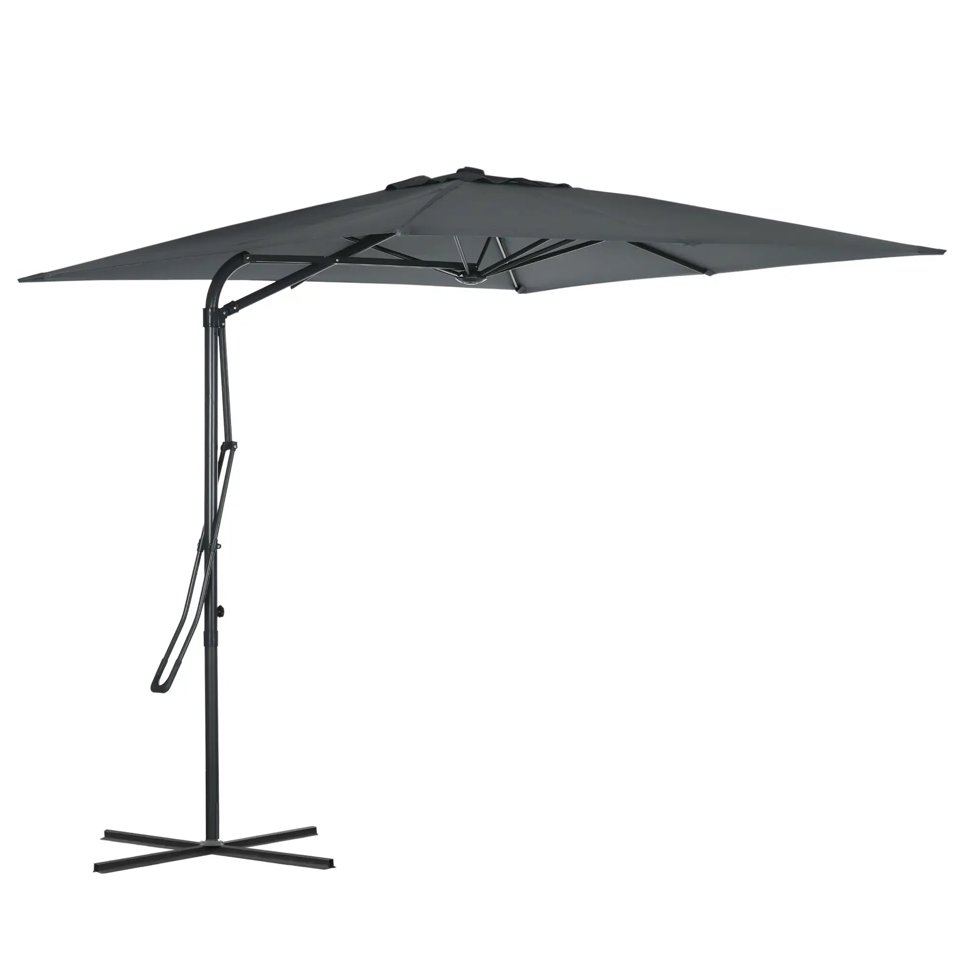 8FT Cantilever Patio Umbrella, Offset with Cross Base, Dark Gray Cantilever Umbrellas at Gallery Canada