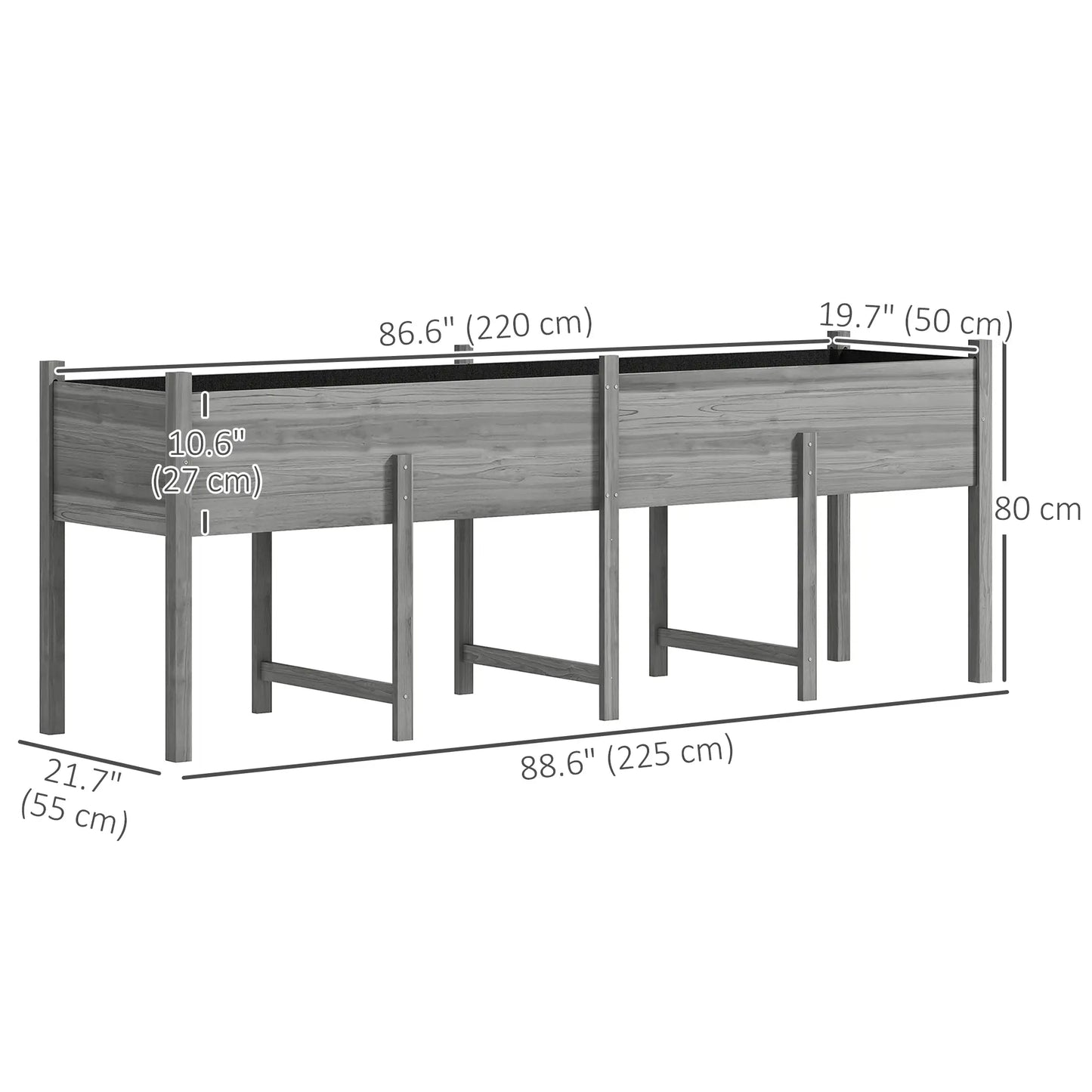 Wooden Raised Garden Bed Planter, Large Elevated Box With Legs, Grey Elevated Garden Beds at Gallery Canada