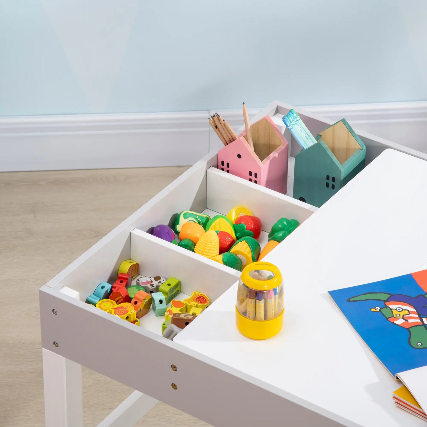 Kids Lego Table with Storage, 2PCs Toddler Activity Furniture, Grey Kids Table Sets at Gallery Canada