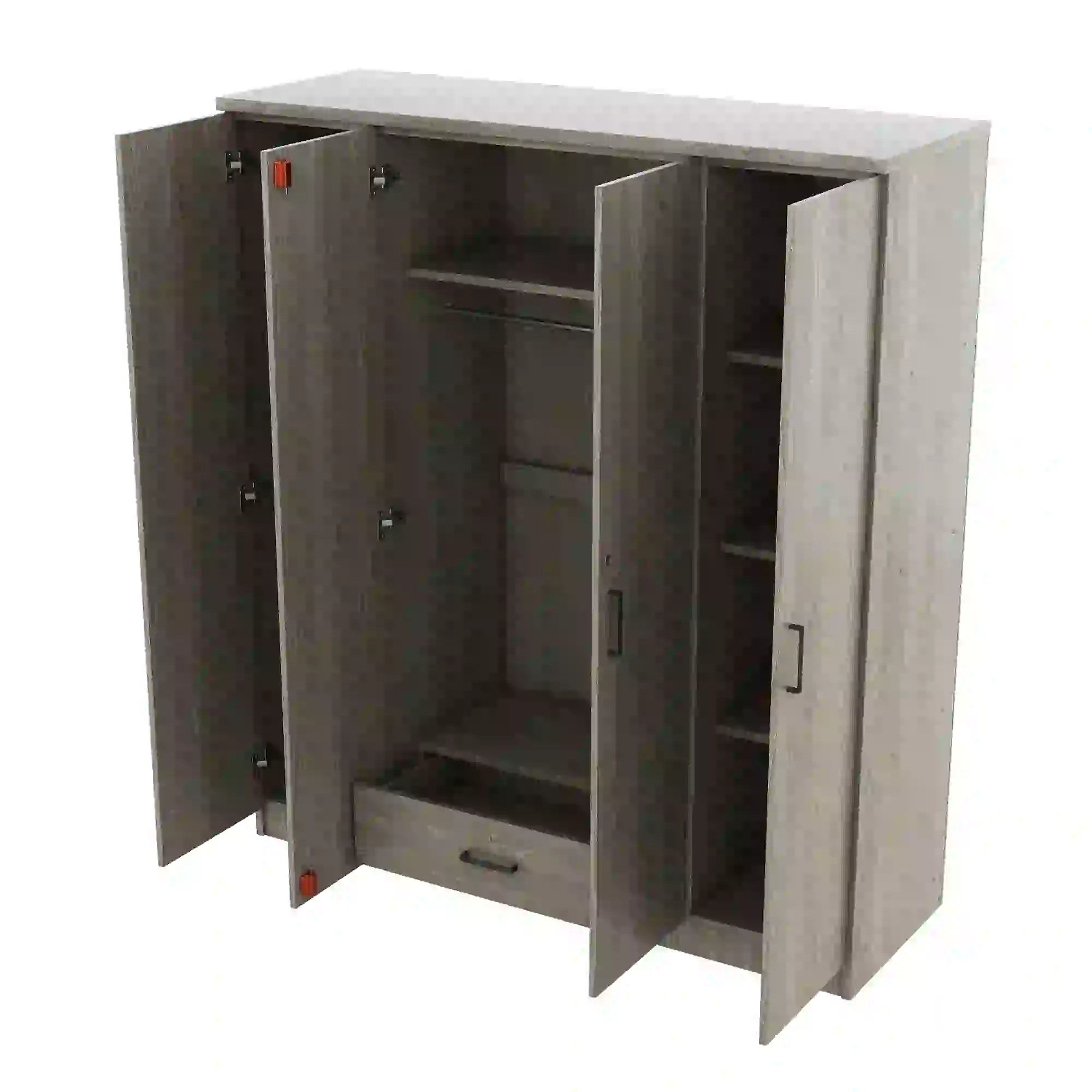 Wardrobe with Hanging Rail, Locking Drawer, Black Handles, 59