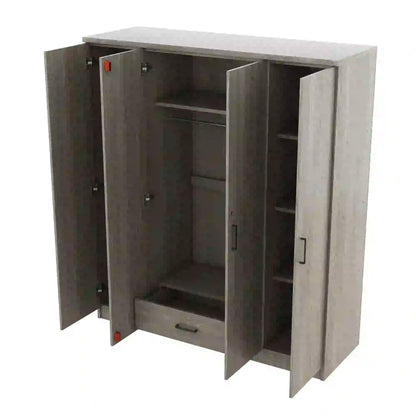 Wardrobe with Hanging Rail, Locking Drawer, Black Handles, 59" L x 20" W x 68" H, Grey Clothing Storage at Gallery Canada