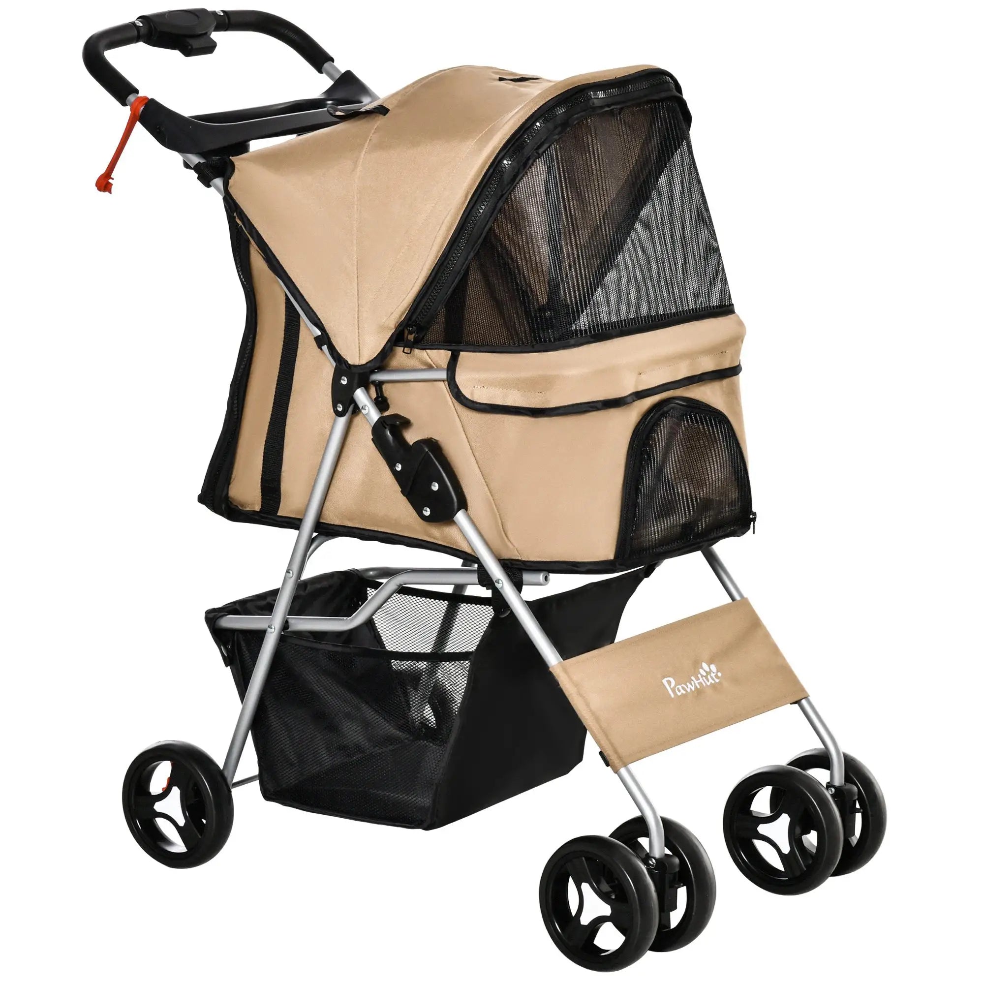 Foldable Pet Stroller, 4 Wheels, Storage Basket, Cup Holder, Coffee Dog Bike Trailers & Strollers at Gallery Canada