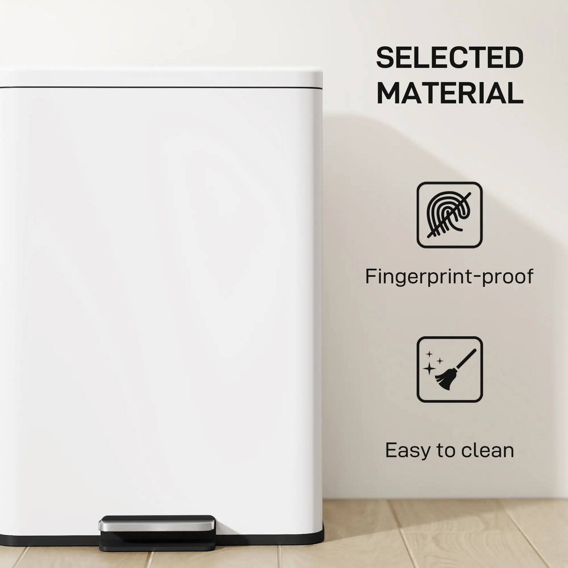 5.3 Gallon Garbage Bin with Soft Close Lid, Removable Inner Bucket, Cream White Small Kitchen Appliances at Gallery Canada