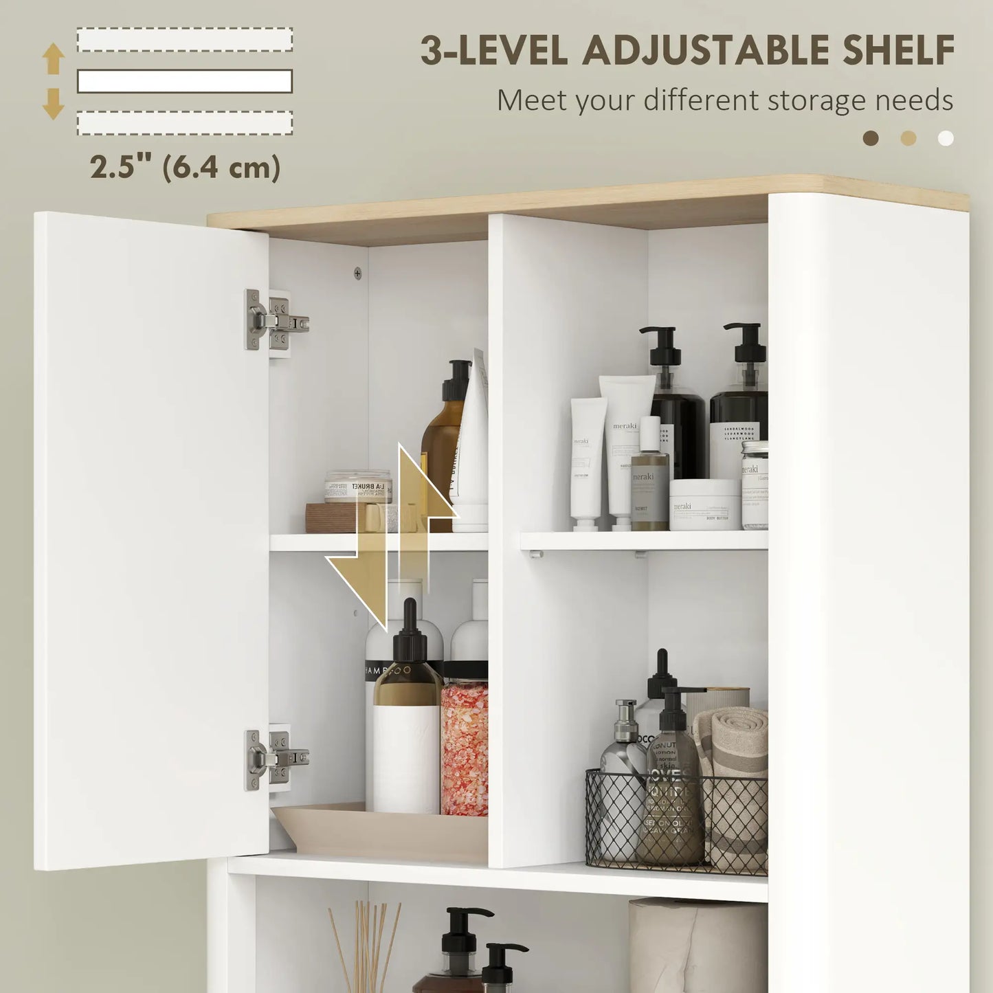 Over The Toilet Storage Cabinet, Bathroom Space Saver Cabinet with Adjustable Shelf, Bathroom Organizer, White Bathroom Cabinets at Gallery Canada