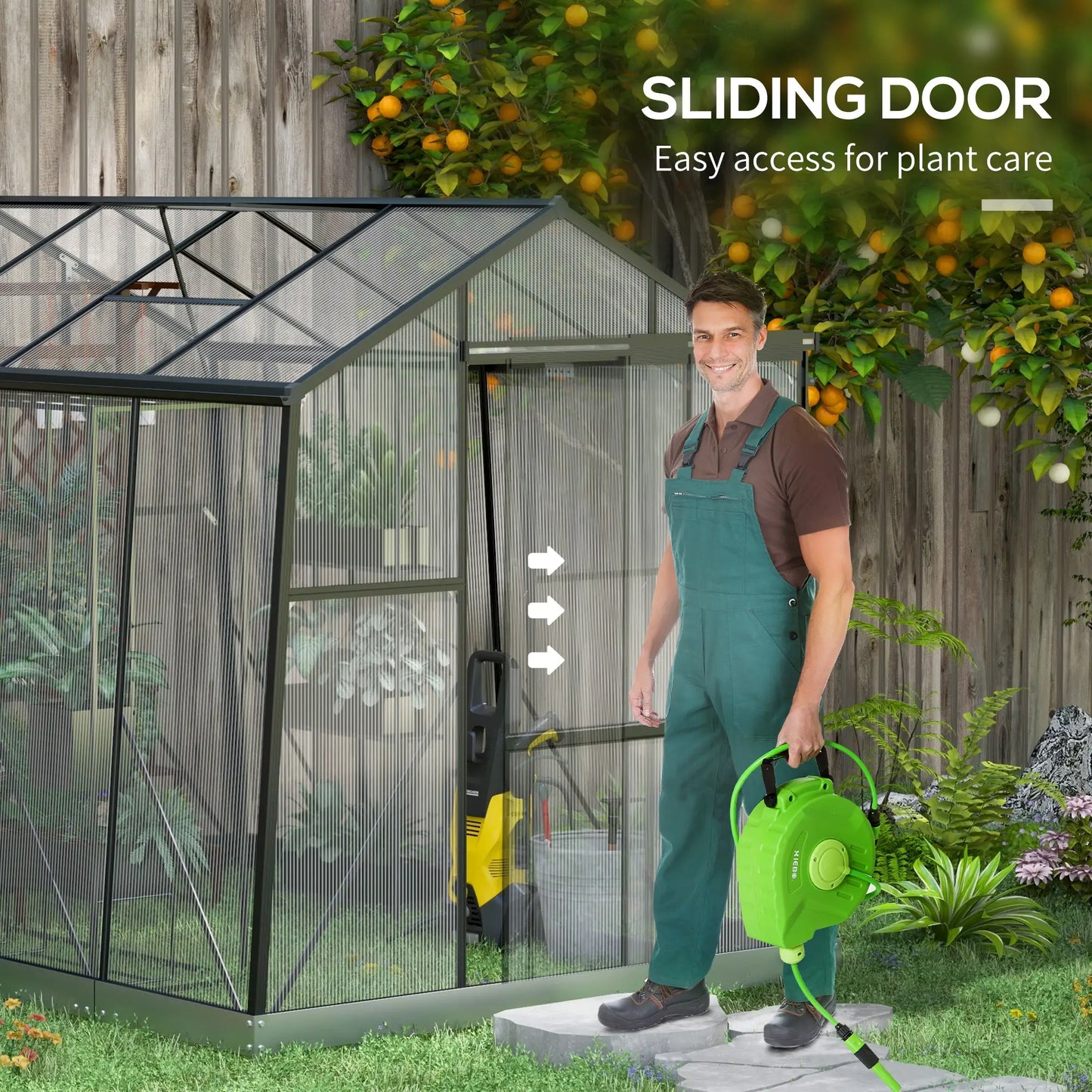6' x 8' Polycarbonate Greenhouse, Aluminum, Sliding Door, 5-Level Roof Vent Walk In Greenhouses at Gallery Canada