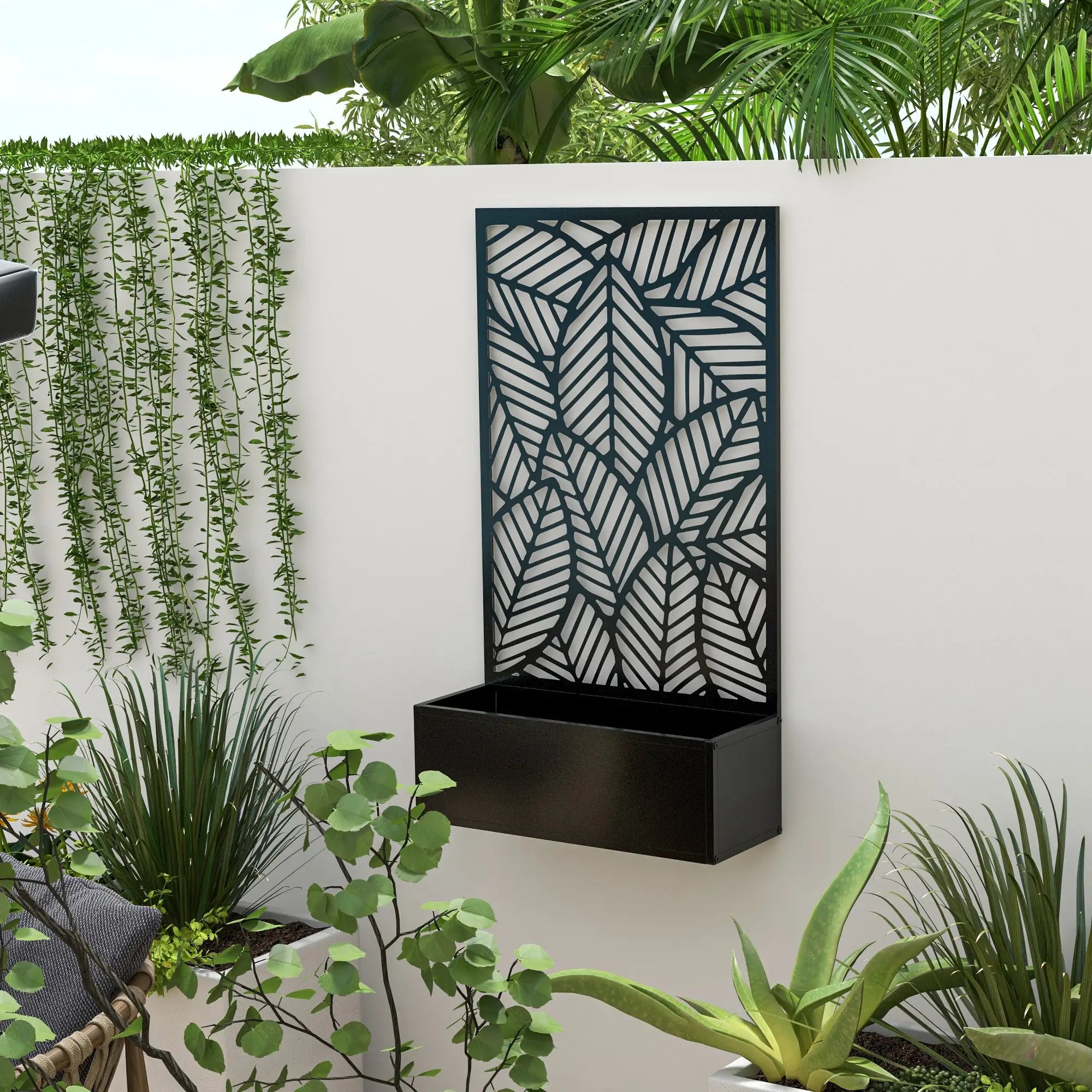 Metal Outdoor Raised Garden Bed, Privacy Screen, Black Raised Garden Beds at Gallery Canada