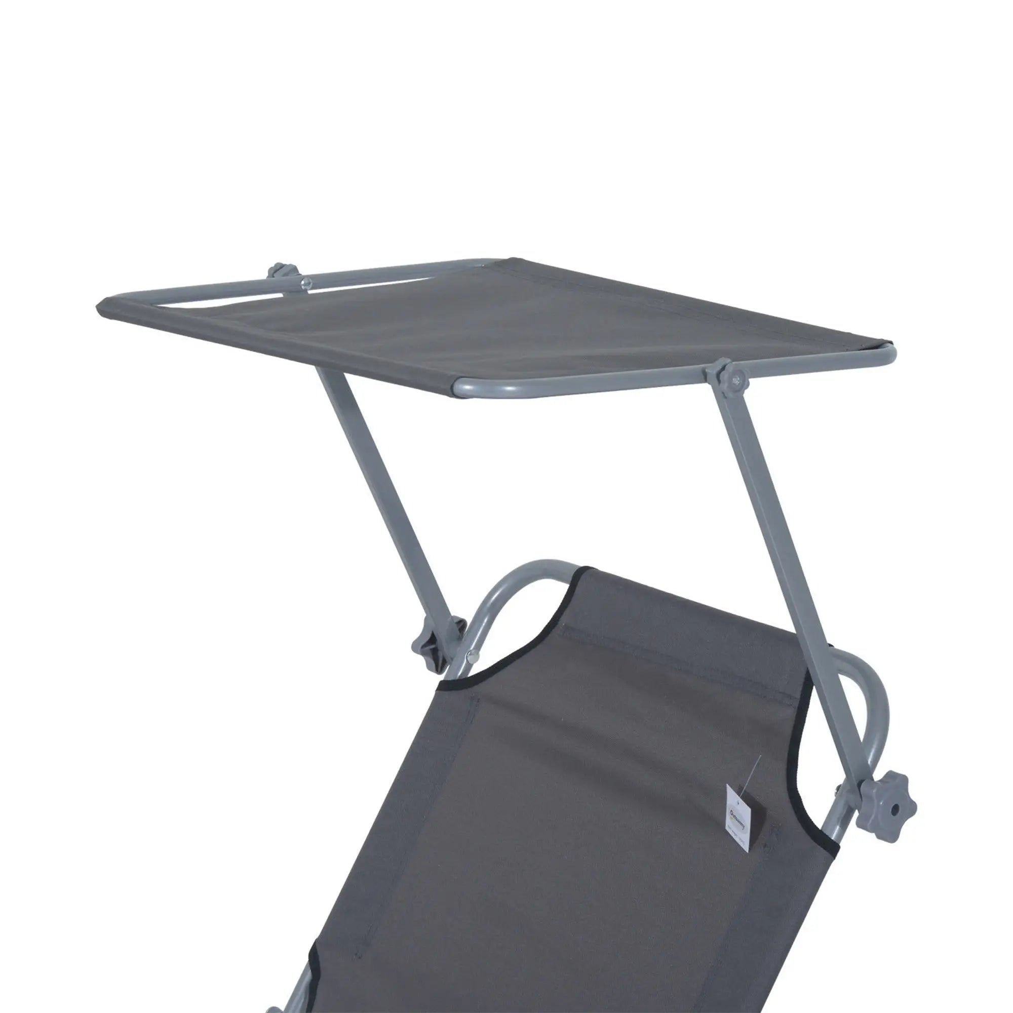 Outdoor Lounge Chair, Adjustable Folding Chaise, Tanning Chair with Shade, Grey Lounger Chairs at Gallery Canada