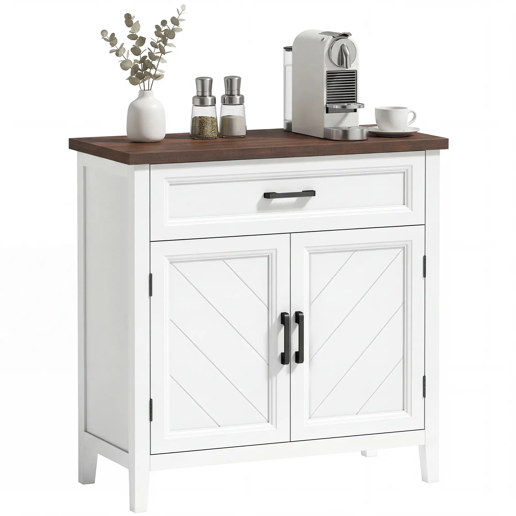 Modern Farmhouse Sideboard Buffet Cabinet, Adjustable Shelf, 2 Doors Storage Cabinets at Gallery Canada