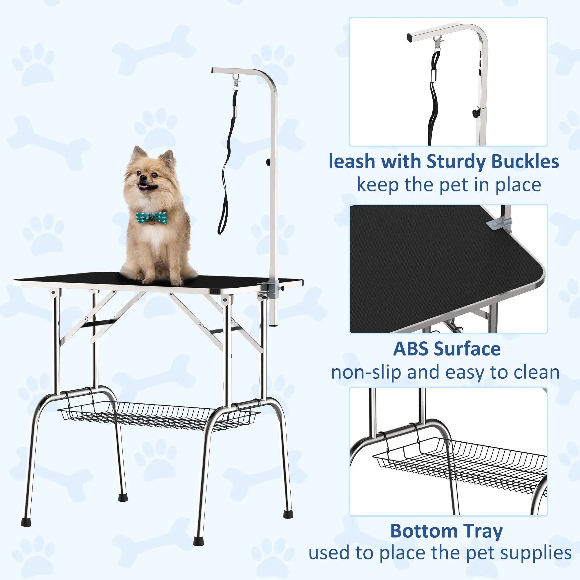 36-Inch Dog Grooming Table, Stainless Steel, Adjustable Arm, Basket Dog Grooming Tables at Gallery Canada