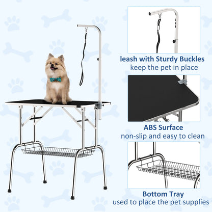 36-Inch Dog Grooming Table, Stainless Steel, Adjustable Arm, Basket Dog Grooming Tables at Gallery Canada